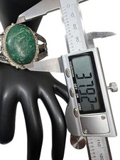 Navajo Fred Harvey Era Cuff Bracelet W/Huge Green Jasper Cabochon Sterling 7” - Additional view 2