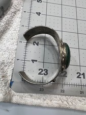 Navajo Fred Harvey Era Cuff Bracelet W/Huge Green Jasper Cabochon Sterling 7” - Additional view 4