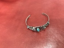 VTG Fred Harvey Era Navajo Double Thunderbird Turquoise Cuff Sterling Bracelet - Additional view 4