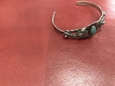 VTG Fred Harvey Era Navajo Double Thunderbird Turquoise Cuff Sterling Bracelet - Additional view 5