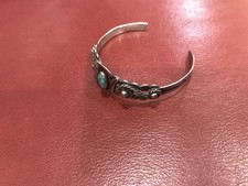 VTG Fred Harvey Era Navajo Double Thunderbird Turquoise Cuff Sterling Bracelet