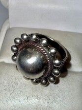 Vintage Fred Harvey Native American Solid Sterling Silver Dome Ring Size 6.5 - Additional view 4