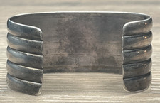 Fred Harvey Era Sterling 925 Turquoise Crossed Arrows Wide Ribbed Cuff 70g Heavy - Additional view 2