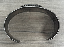 Fred Harvey Era Sterling 925 Turquoise Crossed Arrows Wide Ribbed Cuff 70g Heavy - Additional view 9