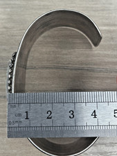 Fred Harvey Era Sterling 925 Turquoise Crossed Arrows Wide Ribbed Cuff 70g Heavy - Additional view 10