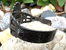 FRED HARVEY ERA vintage SPIDERWEB VARISCITE turquoise cuff bracelet sterling 6