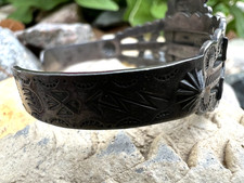 FRED HARVEY ERA vintage SPIDERWEB VARISCITE turquoise cuff bracelet sterling 6