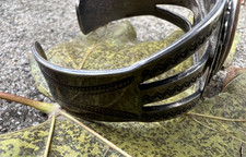 Vintage FRED HARVEY ERA jasper cuff bracelet hand stamping sterling 6.5