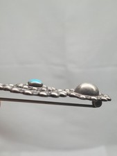 Vintage Fred Harvey Era Sterling Silver Turquoise Brooch Dome Twisted Rope Navaj - Additional view 4