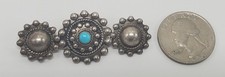 Vintage Fred Harvey Era Sterling Silver Turquoise Brooch Dome Twisted Rope Navaj - Additional view 6