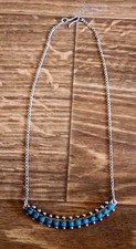 Navajo Fred Harvey Era Sterling Silver Necklace With Turquoise Stones!! 15