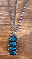 Navajo Fred Harvey Era Sterling Silver Turquoise Stone Pendant Necklace!! 15