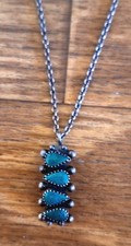 Navajo Fred Harvey Era Sterling Silver Turquoise Stone Pendant Necklace!! 15
