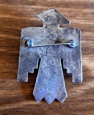 Navajo Fred Harvey Era Silver Thunderbird Brooch Pin With Faux Turquoise Stones! - Additional view 2