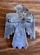 Navajo Fred Harvey Era Silver Thunderbird Brooch Pin With Faux Turquoise Stones! - Additional view 3