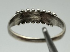 Vintage Fred Harvey Era Zuni Sterling Needlepoint Turquoise Ring Signed RUE 10.5 - Additional view 3