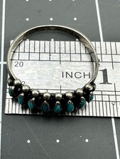 Vintage Fred Harvey Era Zuni Sterling Needlepoint Turquoise Ring Signed RUE 10.5 - Additional view 9