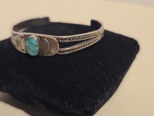 Navajo Cuff Bracele Early Fred Harvey Style Sterling Silver Turquoise Handmade  - Additional view 2