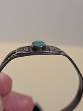 Navajo Cuff Bracele Early Fred Harvey Style Sterling Silver Turquoise Handmade  - Additional view 6