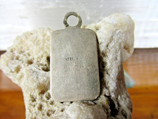Navajo STERLING SILVER Turquoise Stamped Fred Harvey Era Pendant DOG TAG CHARM - Additional view 1