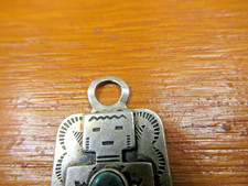 Navajo STERLING SILVER Turquoise Stamped Fred Harvey Era Pendant DOG TAG CHARM - Additional view 2