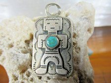 Navajo STERLING SILVER Turquoise Stamped Fred Harvey Era Pendant DOG TAG CHARM - Additional view 5