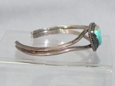 FRED HARVEY ERA TURQUOISE & SILVER KNIFE EDGE CUFF BRACELET - Additional view 1