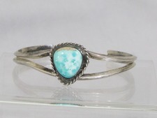 FRED HARVEY ERA TURQUOISE & SILVER KNIFE EDGE CUFF BRACELET