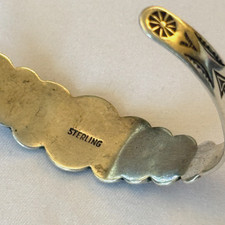 VINTAGE 30s FRED HARVEY THUNDERBIRD BRACELET STERLING SILVER NATIVE AMERICAN 14g - Additional view 13