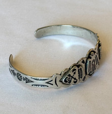 VINTAGE 30s FRED HARVEY THUNDERBIRD BRACELET STERLING SILVER NATIVE AMERICAN 14g - Additional view 5