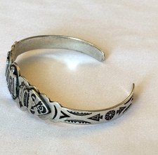 VINTAGE 30s FRED HARVEY THUNDERBIRD BRACELET STERLING SILVER NATIVE AMERICAN 14g - Additional view 7
