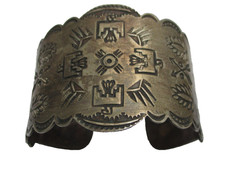 Vintage Fred Harvey Navajo Sterling Silver Cuff Bracelet 43.8 Gr NO RESERVE