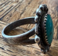 Fred Harvey Era Vintage Navajo Ring Sterling Silver Turquoise Size 6 - Additional view 4