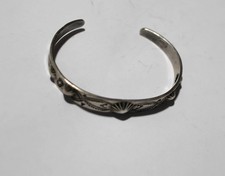 Antique 1930's Fred Harvey Era Navajo Coin arrow 900 Sterling Silver Bracelet - Additional view 1