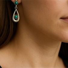 Vintage Fred Harvey Era Native American SS Snake Eye Turquoise Screw back