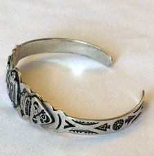 VINTAGE 30s FRED HARVEY THUNDERBIRD BRACELET STERLING SILVER NATIVE AMERICAN 14g - Additional view 6