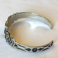 VINTAGE 30s FRED HARVEY THUNDERBIRD BRACELET STERLING SILVER NATIVE AMERICAN 14g - Additional view 7