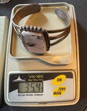 Navajo old pawn vtg Sterling Silver & Petrified Wood Cuff Fred Harvey Era - Additional view 8