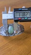 Vintage Navajo Fred Harvey Era Sterling Silver Green Turquoise Bracelet  - Additional view 11