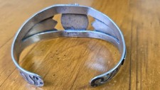 Vintage Navajo Fred Harvey Era Sterling Silver Green Turquoise Bracelet  - Additional view 8