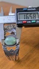 Vintage Navajo Fred Harvey Era Sterling Silver Green Turquoise Bracelet  - Additional view 10