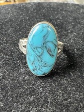 VINTAGE JANE POPOVICH JP STERLING SILVER TURQUOISE OVAL FRED HARVEY ERA RING - Additional view 16
