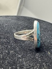 VINTAGE JANE POPOVICH JP STERLING SILVER TURQUOISE OVAL FRED HARVEY ERA RING - Additional view 9