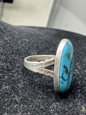 VINTAGE JANE POPOVICH JP STERLING SILVER TURQUOISE OVAL FRED HARVEY ERA RING - Additional view 10