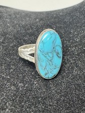 VINTAGE JANE POPOVICH JP STERLING SILVER TURQUOISE OVAL FRED HARVEY ERA RING
