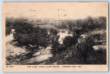 1922 Kansas City Missouri MO Vintage Postcard Lake From Cliff Drive Fred Harvey