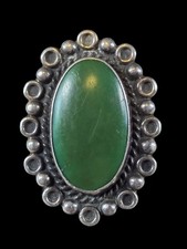 LARGE VINTAGE FRED HARVEY ERA SOUTHWESTERN STERLING SILVER ADJUSTABLE RING - Additional view 1