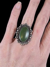 LARGE VINTAGE FRED HARVEY ERA SOUTHWESTERN STERLING SILVER ADJUSTABLE RING