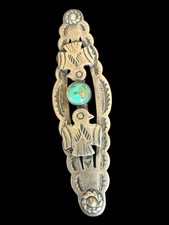 Vintage Fred Harvey Era Sterling Double Thunderbird Turquoise Pin - Additional view 3