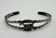 VTG Fred Harvey Era Navajo Sterling Stamped Turquoise Cuff Bracelet 5.6g #ba - Additional view 2